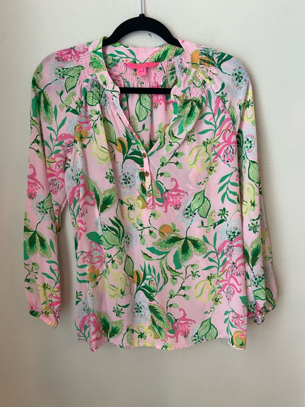 Lilly Pulitzer Elsa Silk Top Via Amore Spritzer Pink Floral Blouse Size S - Picture 3 of 5